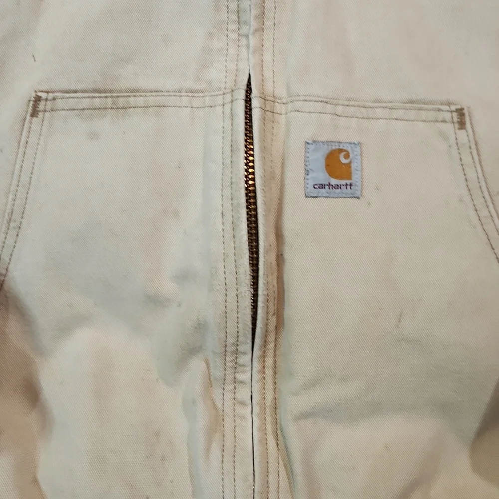 Vintage Faded Brown Hooded Carhartt Zip Front Chore Jacket - Picture 2 of 10